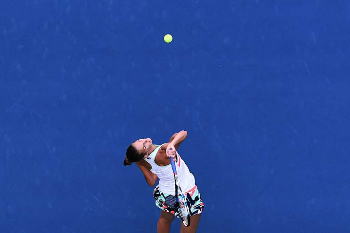 Petenis Republik Ceko Karolina Pliskova hanya kehilangan satu game untuk mengalahkan Jennifer Brady 6-1 pada babak pertama. AFP/Jewel Samad