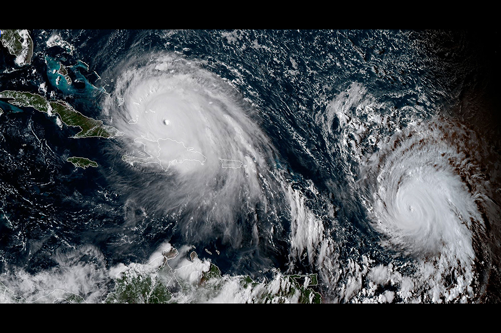 Citra satelit yang diperoleh dari National Oceanic and Atmospheric Administration (NOAA) menunjukkan Badai Irma.