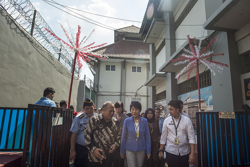 Menteri Kehakiman Jepang Yoko Kamikawa melakukan kunjungan ke Lapas Kelas II Narkotika Jakarta dan Rutan Cipinang, Jakarta Timur.