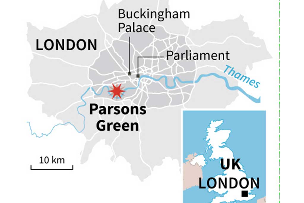 Peristiwa tersebut terjadi sekitar pukul 08.15 waktu setempat (14.15 WIB) saat kereta melaju ke Stasiun Parsons Green di area selatan London Barat.