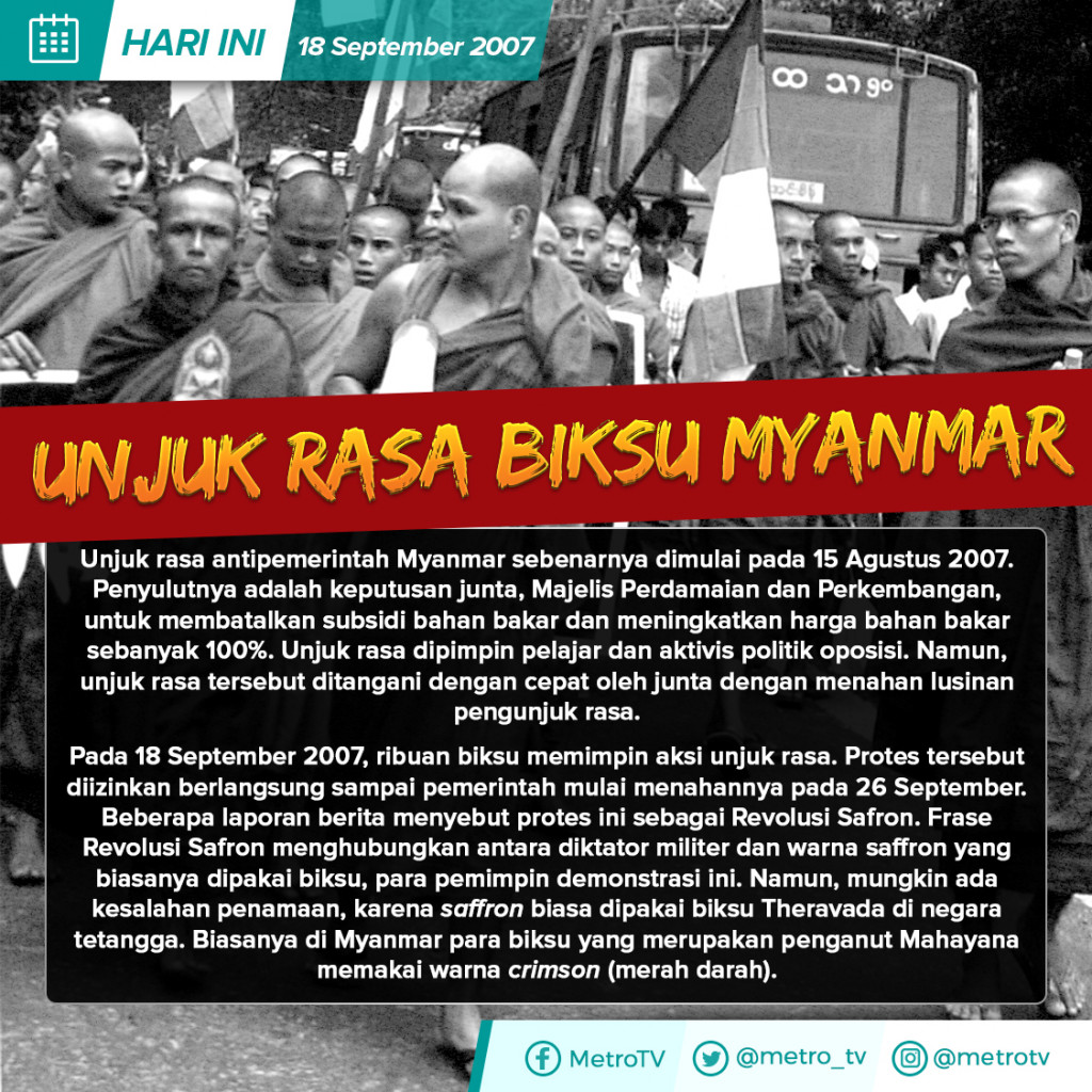 Hari Ini: Unjuk Rasa Biksu Myanmar