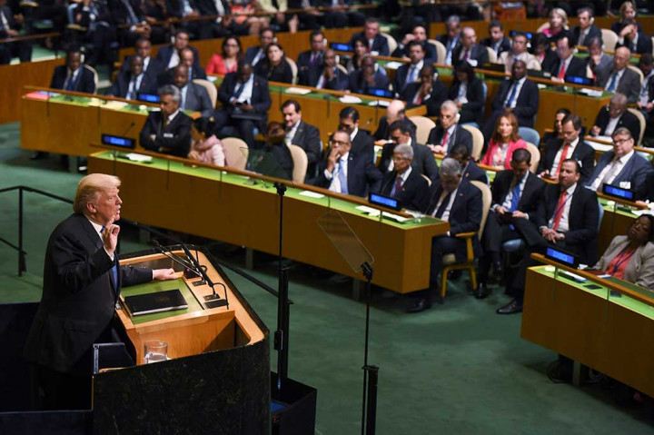 Saat tampil untuk pertama kalinya di panggung Debat Umum sejak terpilih menjadi Presiden AS awal tahun ini, Trump menyatakan ambisi Korea Utara dalam mengembangkan senjata nuklir dan peluru kendali jarak jauh merupakan ancaman bagi keamanan dunia.