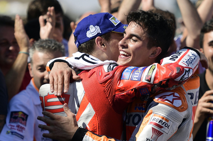Marc Marquez tampil sebagai juara di MotoGP Aragon. 
