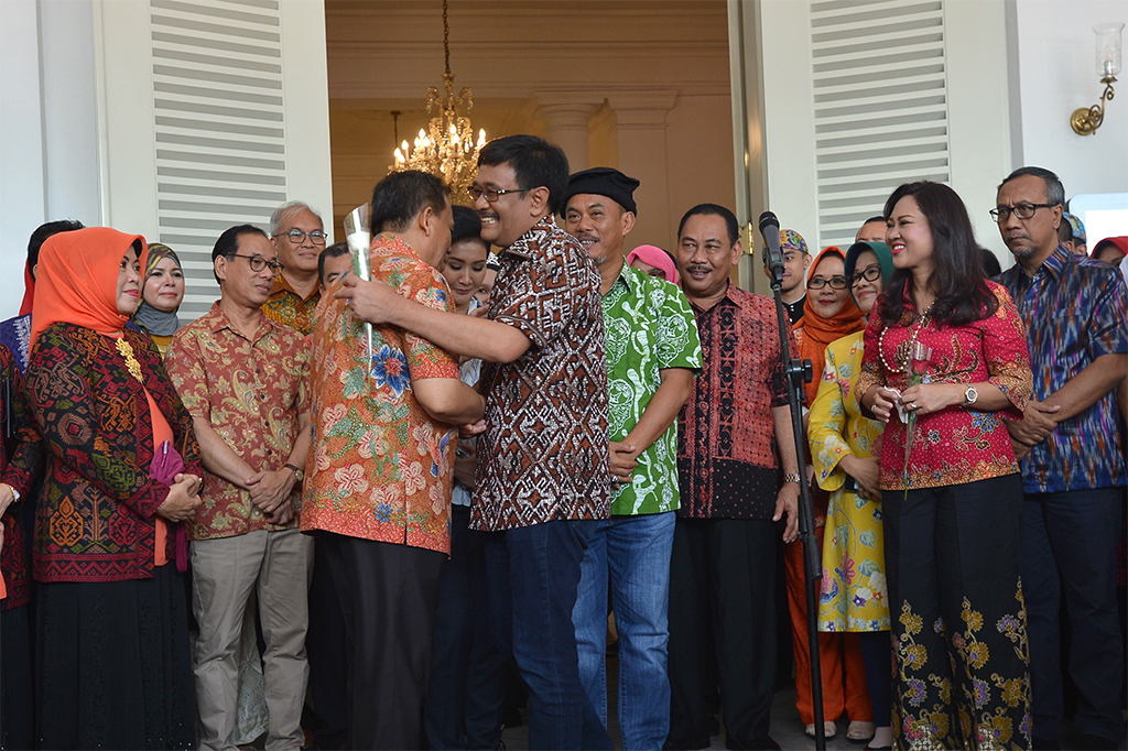 Pemprov DKI Jakarta menggelar acara perpisahan dengan Djarot Saiful Hidayat sebagai gubernur di Balai Kota, Jakarta Pusat.