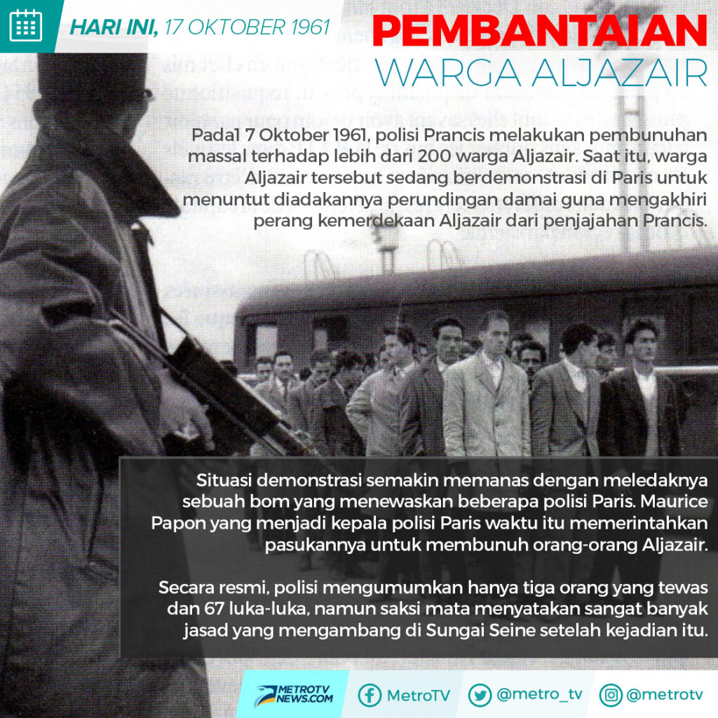 Polisi Prancis Bantai 200 Warga Aljazair