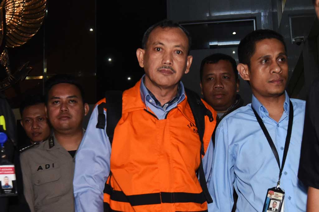 Kepala Bagian Umum RSUD Kabupaten Nganjuk Mokhammad Bisri ditahan di Pomdam Jaya Guntur.