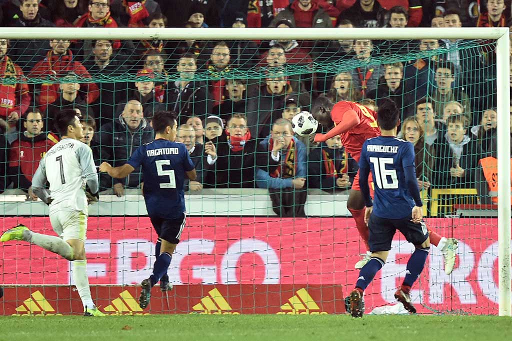 Romelu Lukaku mencetak gol tunggal untuk membawa Belgia menang 1-0 atas sesama peserta Piala Dunia 2018, Jepang, pada pertandingan persahabatan di Bruges, Rabu (15/11/2017) dini hari WIB.