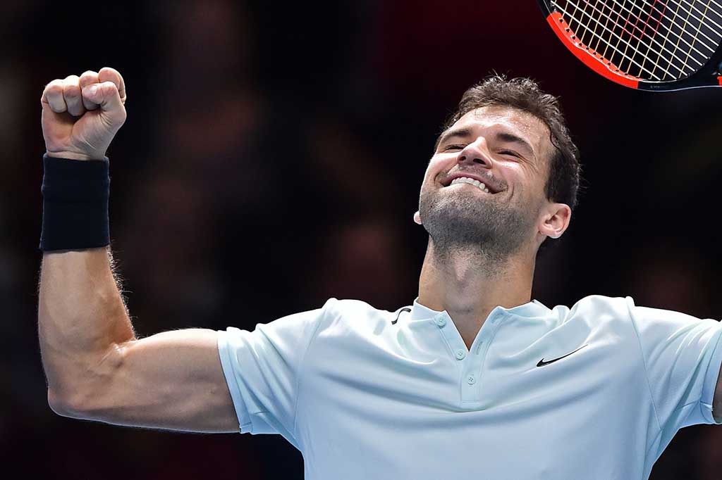 Di Grup Pete Sampras, Dimitrov telah memenangi dua pertandingan, setelah sebelumnya menundukkan Dominic Thiem (Austria) lewat pertarungan tiga set pada Selasa, 14 November 2017.