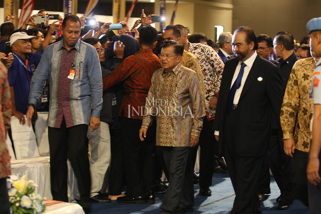 Wapres Jusuf Kalla (JK) menghadiri acara rapat kerja nasional (Rakernas) IV NasDem.