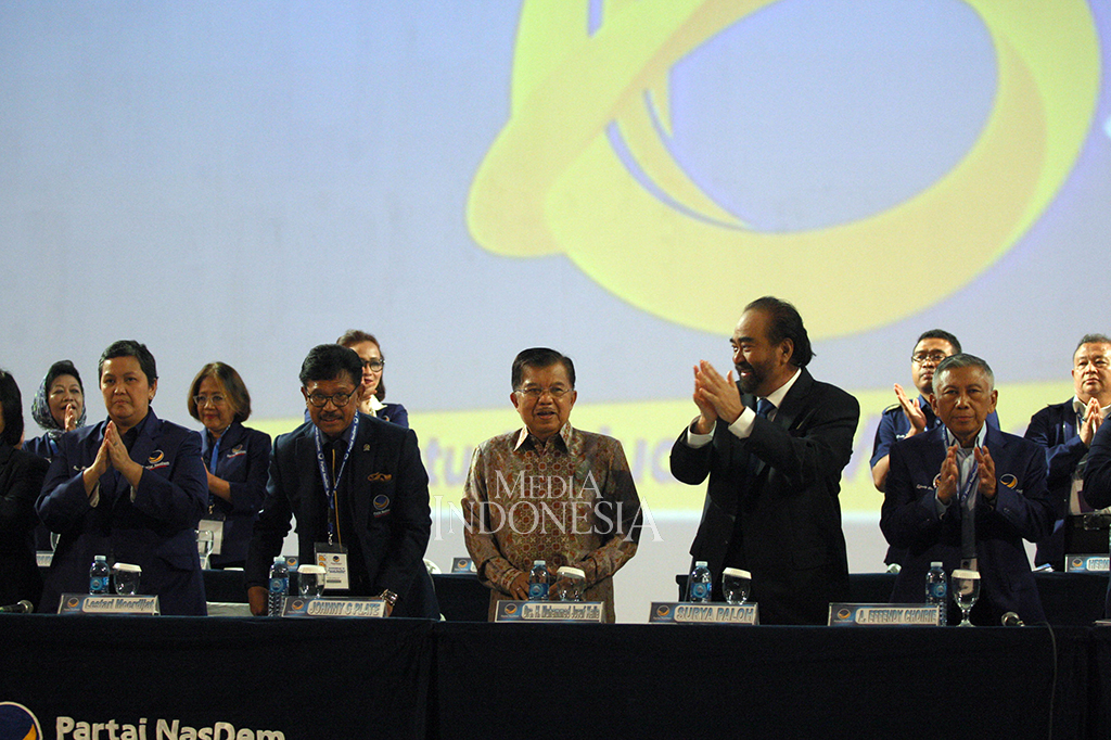 Dalam acara tersebut, JK mengapresiasi Partai NasDem yang sudah mendeklarasikan dukungan kepada Joko Widodo sebagai bakal calon presiden pada Pilpres 2019.