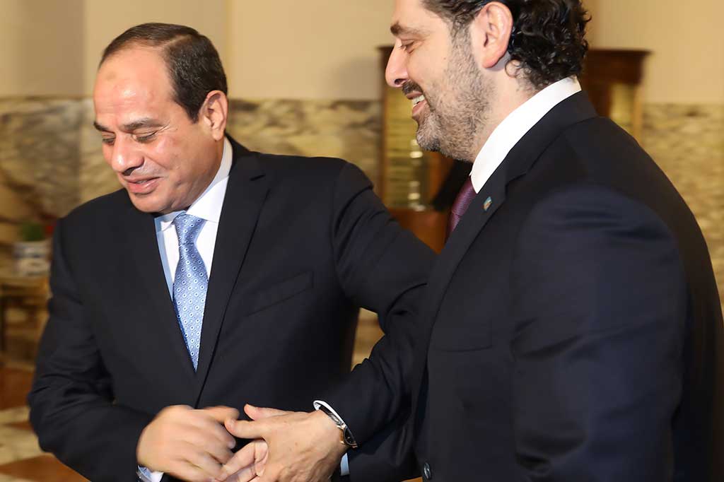 Hariri saat bertemu dengan Presiden Mesir Abdel Fattah al-Sisi.