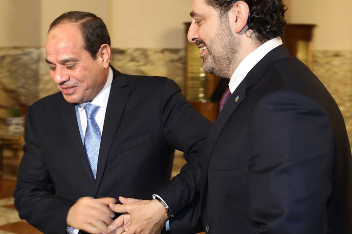 Hariri saat bertemu dengan Presiden Mesir Abdel Fattah al-Sisi.