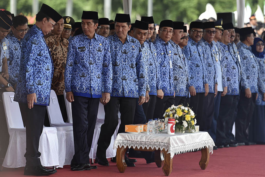 Dalam pidatonya, Jokowi menyampaikan apresiasi yang tinggi kepada keluarga besar Korpri atas sumbangsih dan pengabdian kepada bangsa, negara, dan masyarakat. 