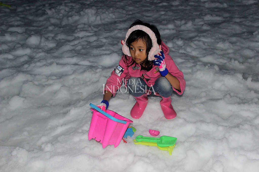 Para pengunjung dipastikan mendapat sensasi musim dingin jika berada di wahana ini.