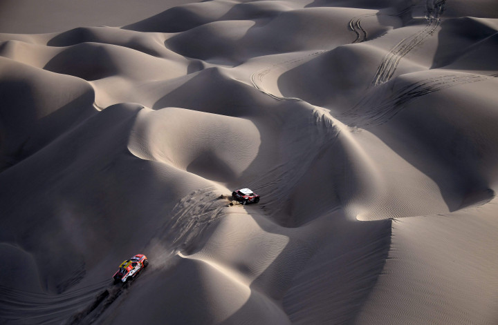 Seperti inilah kondisi medan etape lima Dakar Rally 2018 yang berupa gurun pasir sepanjang San Jua Da Marcona hingga Arequipa, Peru.