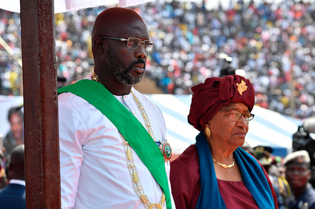 Mantan striker AC Milan tersebut akan menggantikan peraih hadiah Nobel Perdamaian Nobel Ellen Johnson Sirleaf yang berkuasa selama 12 tahun dan memimpin negara Afrika Barat itu menjauh dari trauma perang saudara.