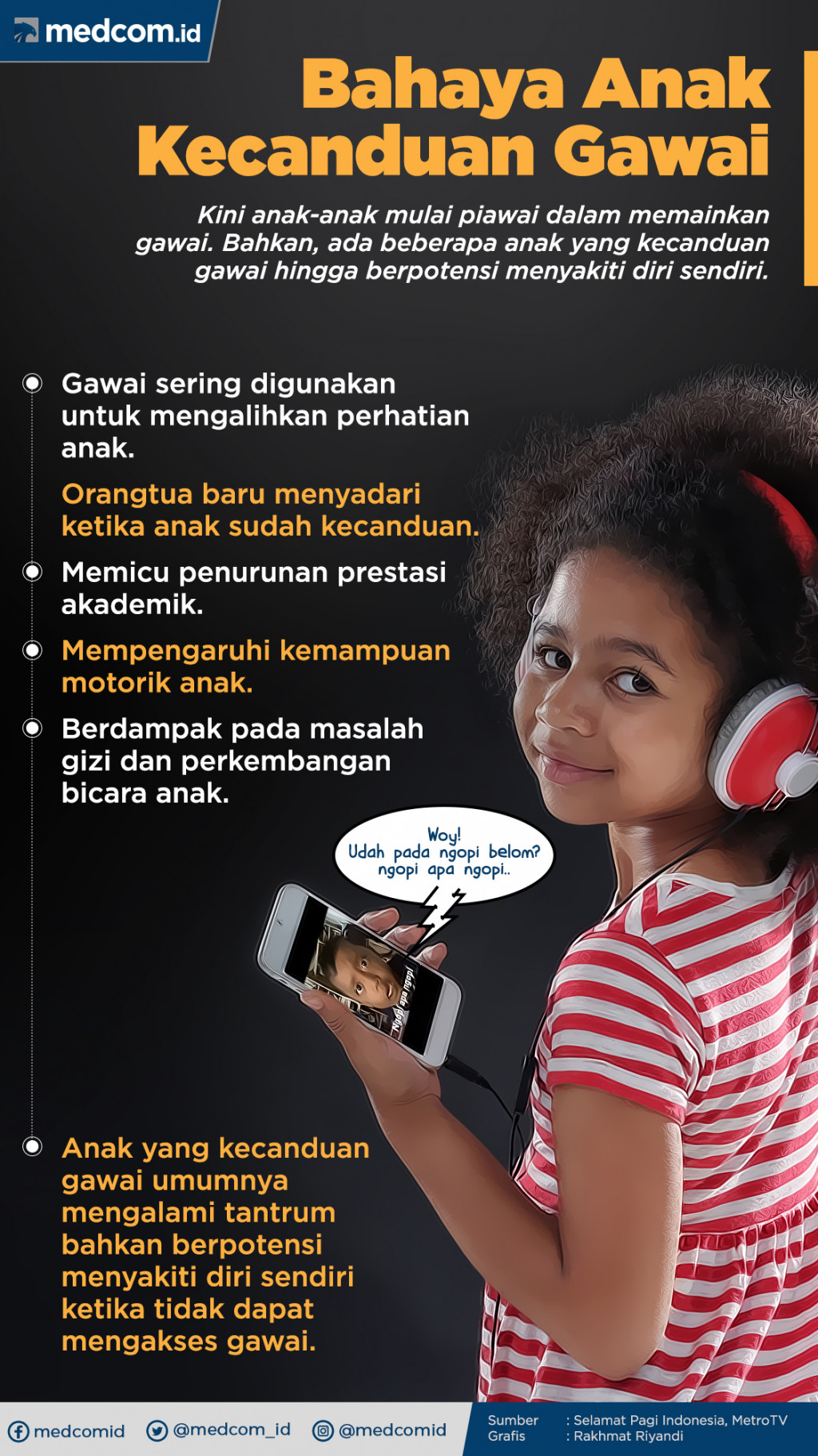 Infografis: Bahaya Anak Kecanduan Gawai