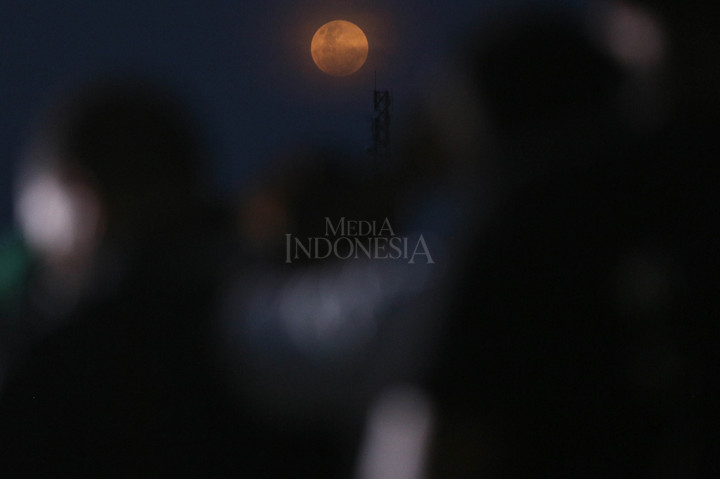 Ribuan pengunjung tidak dapat melihat jelas fenomena alam tersebut karena langit Jakarta tertutup awan.