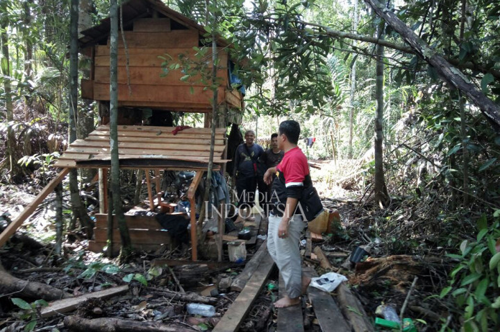 Di lokasi pembalakan liar tersebut pelaku mendirikan gubuk sebagai tempat tinggal sementara mereka. Di sekitar gubuk tersebut, ditemukan barang bukti sejumlah tumpukan kayu yang baru dibelah dengan gergaji mesin.