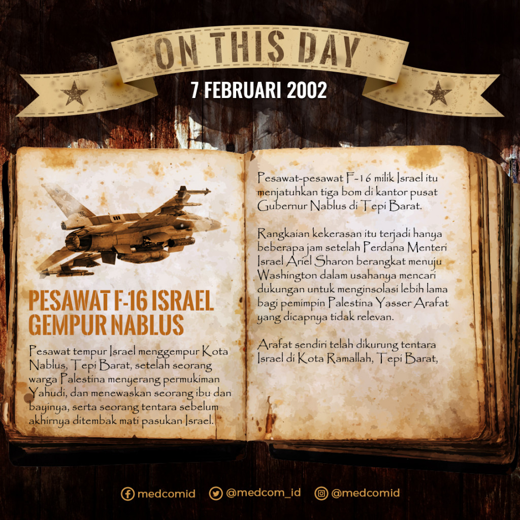 Hari Ini: Pesawat F-16 Israel Gempur Nablus