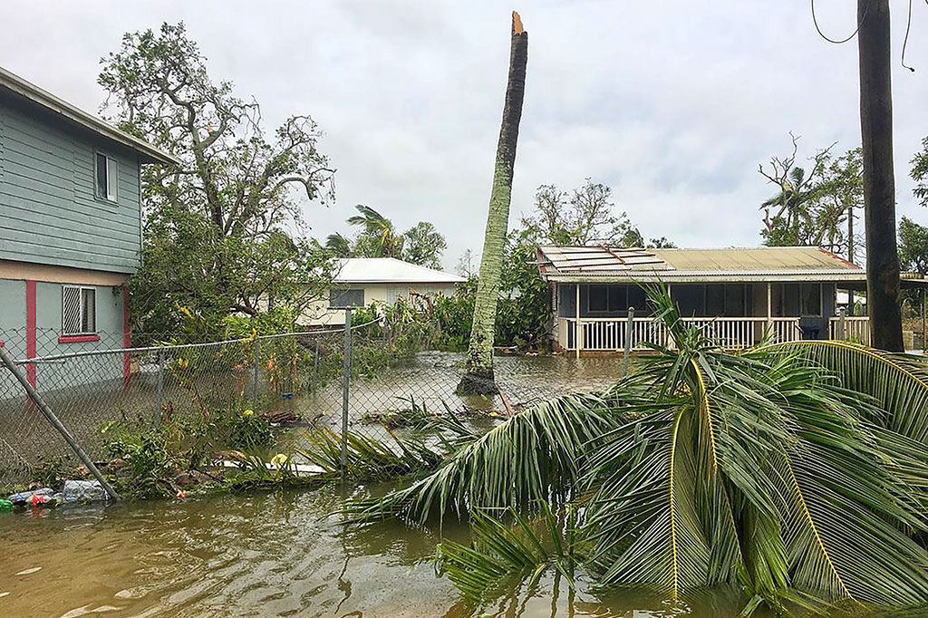 Pemandangan di Ibu Kota Tonga Nuku'alofa, Selasa, 13 Februari 2018, setelah Badai Gita menyapu negara tersebut.