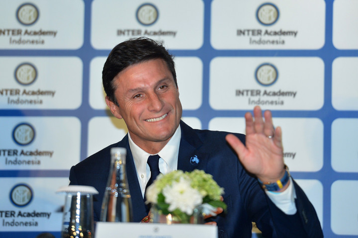 Dalam kesempatan itu juga hadir legenda sekaligus wakil presiden klub Javier Zanetti. ANTARA/Wahyu Putro A
