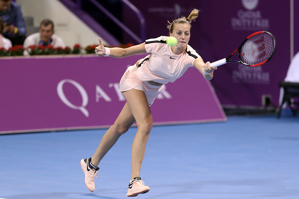Bermain di Khalifa International Tennis and Squash Complex, Kvitova mesti susah payah. Petenis kidal ini lebih dulu kalah di set pertama, sebelum memenangi dua set berikutnya untuk menang dengan skor 3-6, 6-3, 6-4.