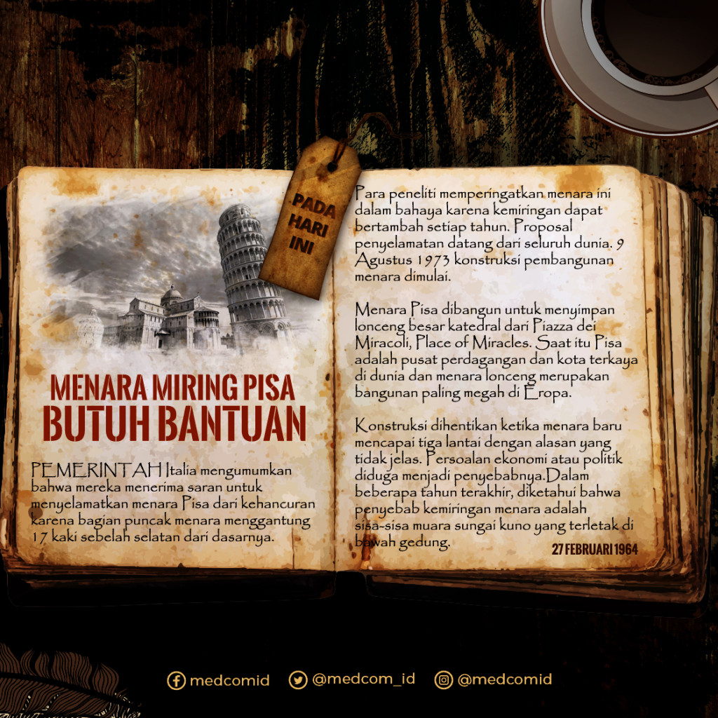 Hari Ini: Menara Miring Pisa Butuh Bantuan