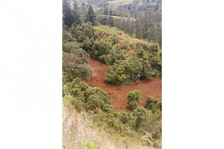 Guncangan gempa juga mengakibatkan bukit di dekat Nipa mengalami longsor.