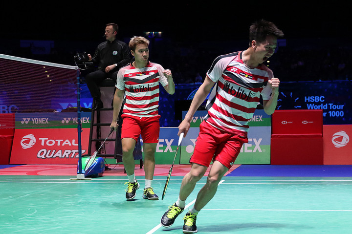 Ini menjadi titel kedua Kevin/Marcus di All England. Tahun lalu mereka meraihnya setelah mengalahkan pasangan China, Li Junhui/Liu Yuchen. ANTARA FOTO/Handout/Humas PBSI