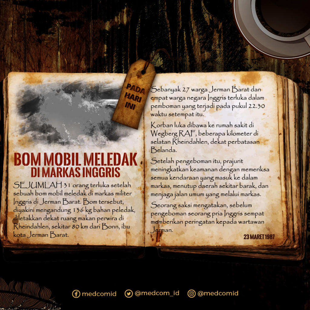 Hari Ini: Bom Mobil Meledak di Markas Inggris