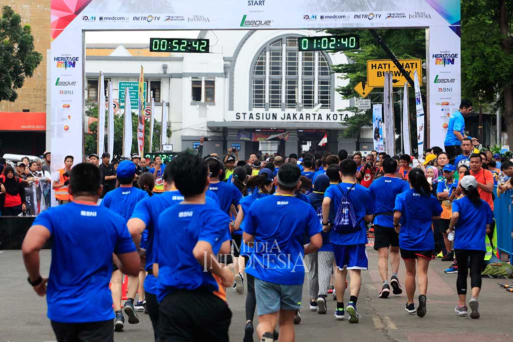 Rute lomba lari Heritage Run 2018 mengelilingi gedung-gedung bersejarah di Kota Tua yaitu Museum Fatahillah, Museum Bank, Museum Wayang, Museum Seni Rupa dan Keramik, Jembatan Kota Intan, dan Pelabuhan Sunda Kelapa. MI/Rommy Pujianto
