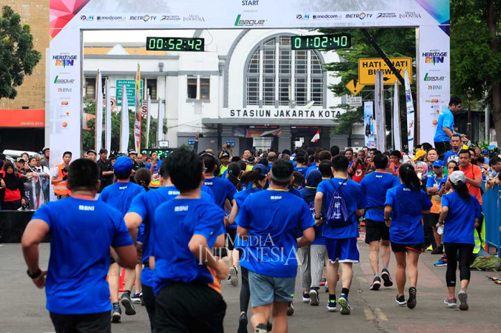 Rute lomba lari Heritage Run 2018 mengelilingi gedung-gedung bersejarah di Kota Tua yaitu Museum Fatahillah, Museum Bank, Museum Wayang, Museum Seni Rupa dan Keramik, Jembatan Kota Intan, dan Pelabuhan Sunda Kelapa. MI/Rommy Pujianto