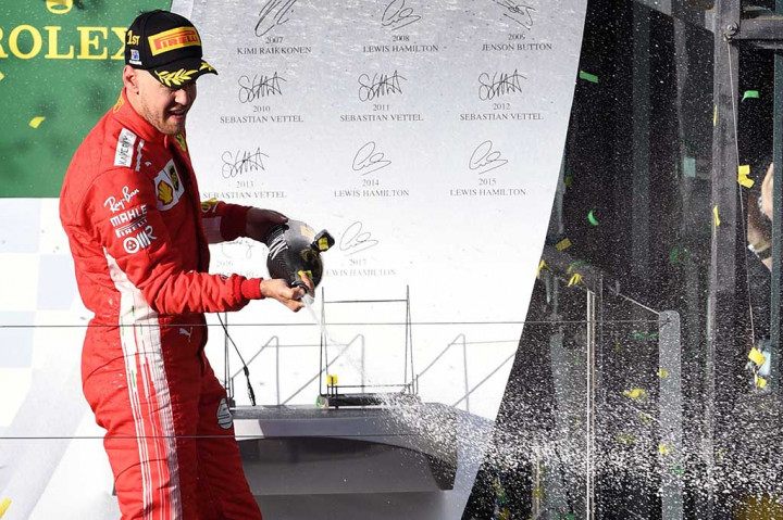 Bagi Vettel, ini adalah kemenangan ke-48 nya di GP ke-200 dan mengikuti kemenangan sebelumnya di Melbourne pada 2011 untuk Red Bull dan tahun lalu untuk Ferrari.
