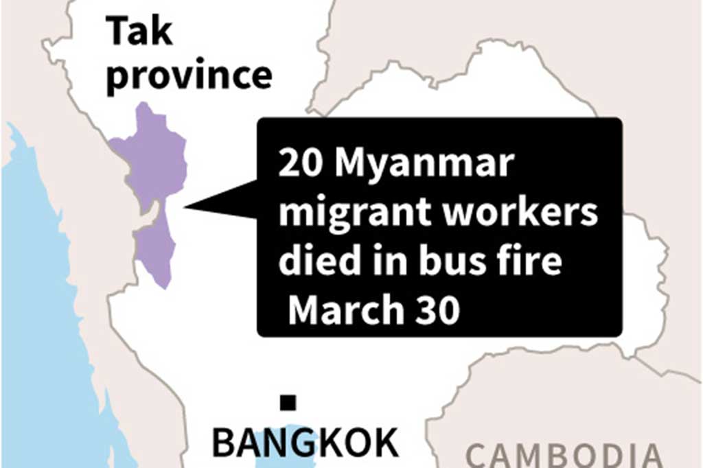 Kecelakaan itu terjadi pada pukul 01:25 di wilayah provinsi Tak, barat laut Thailand yang berbatasan dengan Myanmar, wilayah penghasil tenaga kerja migran besar Thailand.