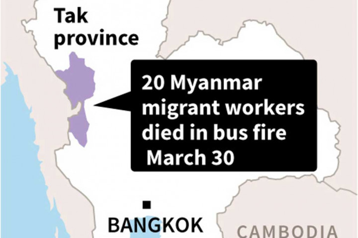 Kecelakaan itu terjadi pada pukul 01:25 di wilayah provinsi Tak, barat laut Thailand yang berbatasan dengan Myanmar, wilayah penghasil tenaga kerja migran besar Thailand.