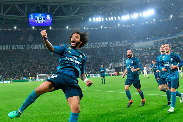 Marcelo memperbesar keunggulan Madrid menjadi 3-0 pada menit ke-72. AFP/Alberto Pizzoli