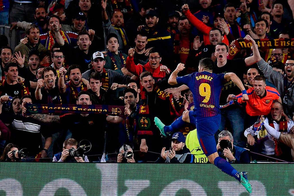 Suarez memperbesar keunggulan timnya menjadi 4-1 tiga menit sebelum pertandingan usai. Ini merupakan gol pertamanya di Liga Champions dalam rentang waktu setahun lebih.