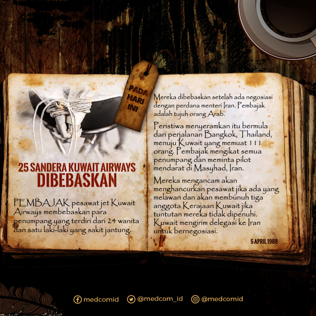 Hari Ini: 25 Sandera Kuwait Airways Dibebaskan