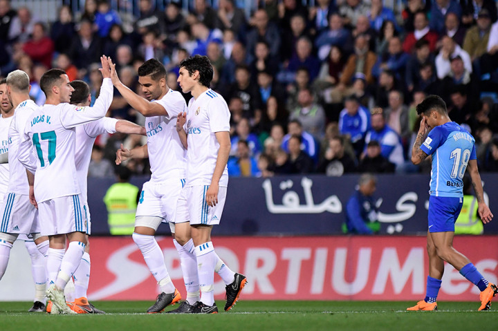 Sampai laga berakhir, skor 2-1 untuk kemenangan Real Madrid tetap bertahan. AFP/JORGE GUERRERO