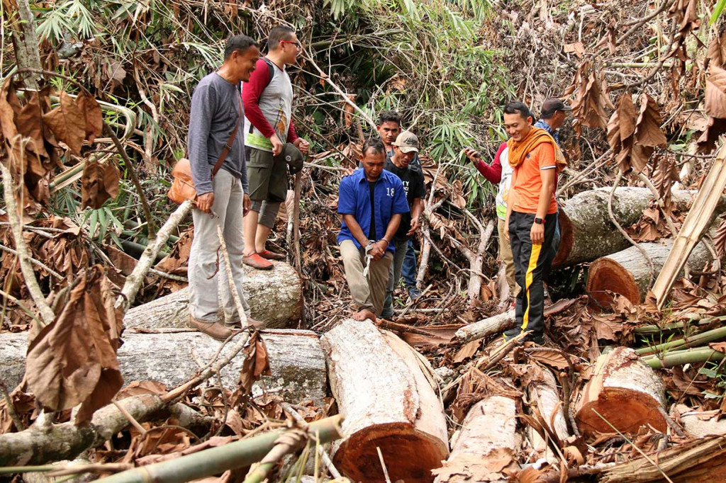 Dalam operasi tangkap tangan (OTT) tersebut aparat kepolisian Satreskrim Aceh Singkil menangkap empat tersangka dan mengamankan 40 ton kayu hasil illegal logging di dalam hutan lindung.