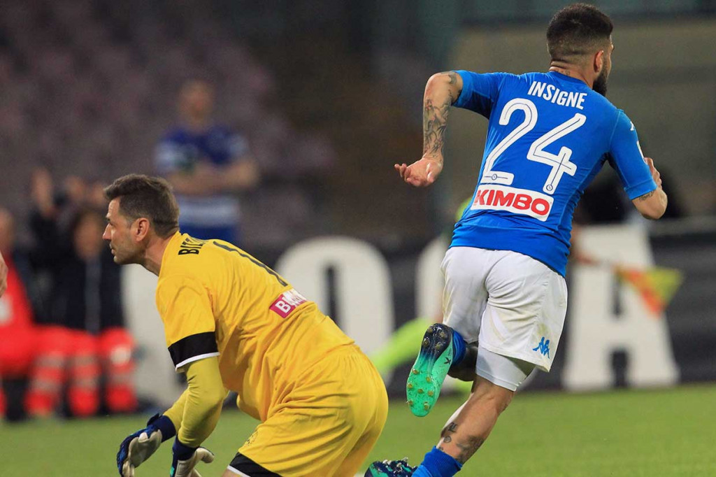 Namun di akhir babak pertama dapat disamakan oleh Lorenzo Insigne.