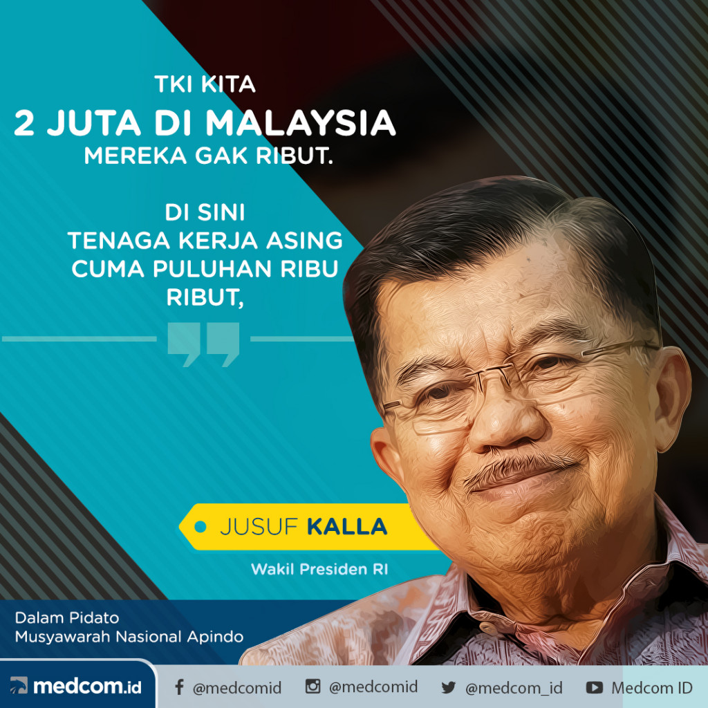 Jusuf Kalla: Di Sini Tenaga Kerja Asing Cuma Puluhan Ribu Ribut