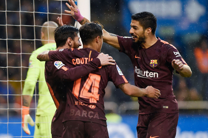 Kemenangan di jornada ke-35 ini sekaligus memastikan Barca keluar sebagai juara La Liga musim 2017--2018. AFP/MIGUEL RIOPA