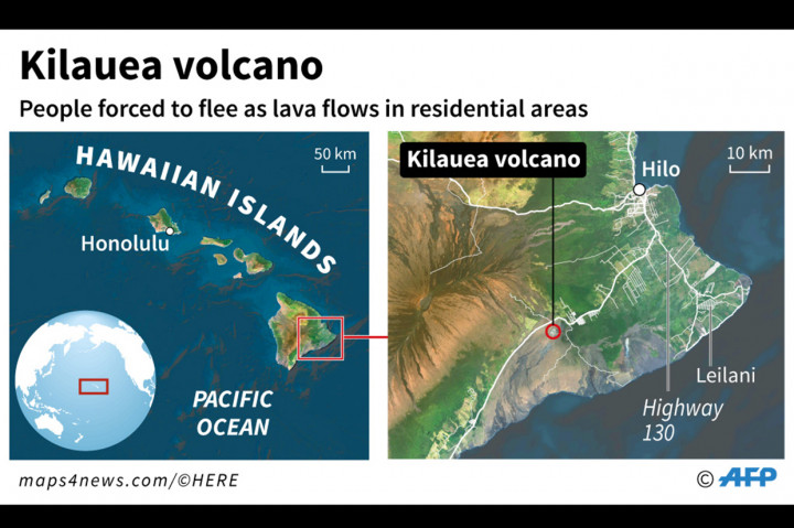 Badan Survei Geologi Amerika Serikat, USGS menyatakan, gempa terjadi pada Jumat (4/5) pukul 12.32 waktu setempat dan berpusat di sisi selatan gunung Kilauea, yang pertama kali meletus pada Kamis (3/5) waktu setempat.