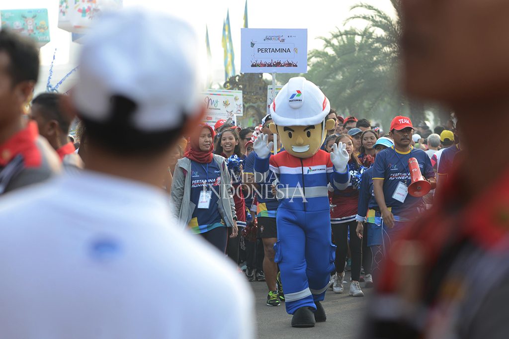 Acara ini didukung oleh partisipasi dari beragam instansi kementrian, BUMN, dan berbagai sponsor pendukung Asian Games 2018 meliputi Emtek sebagai sponsor media resmi. MI/MOHAMAD IRFAN 