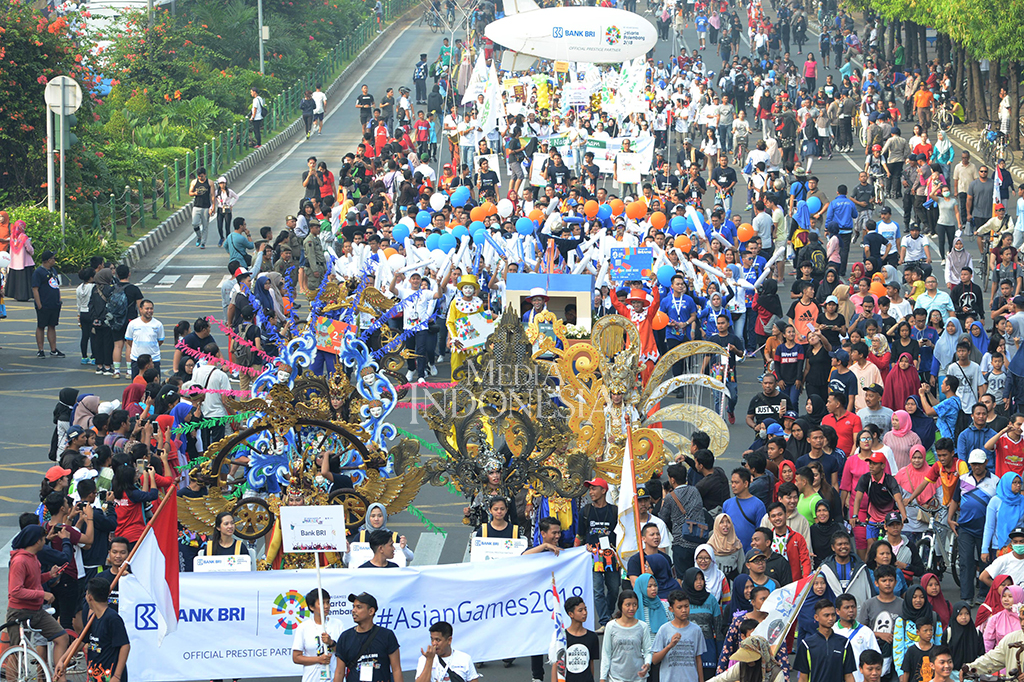 Total jumlah peserta parade ini mencapai 4800 orang dari berbagai elemen Perusahaan BUMN, Swasta dan Komunitas. MI/MOHAMAD IRFAN 