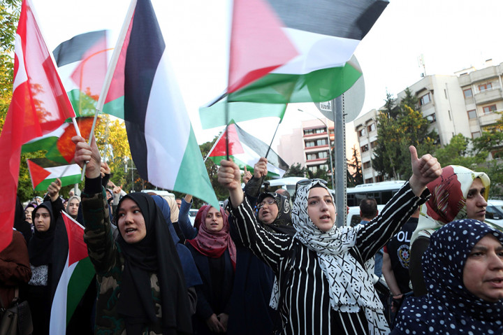 Aksi-aksi demo tersebut berlangsung damai. AFP/ADEM ALTAN