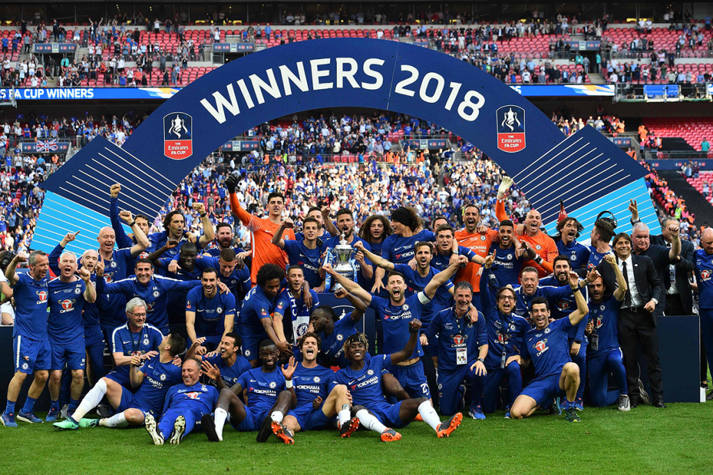 Chelsea keluar sebagai juara Piala FA seusai mengalahkan Manchester United 1-0 pada partai final yang berlangsung di Stadion Wembley. AFP/GLYN KIRK