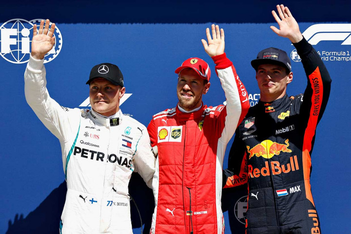 Vettel akan menempati pole position GP F1 Kanada, mengungguli pembalap Mercedes asal Finlandia Valtteri Bottas  dan pembalap Red Bull Max Verstappen yang lolos di tempat ketiga.